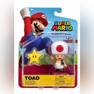Super Mario Toad Figure with Star - Red, White, and Blue